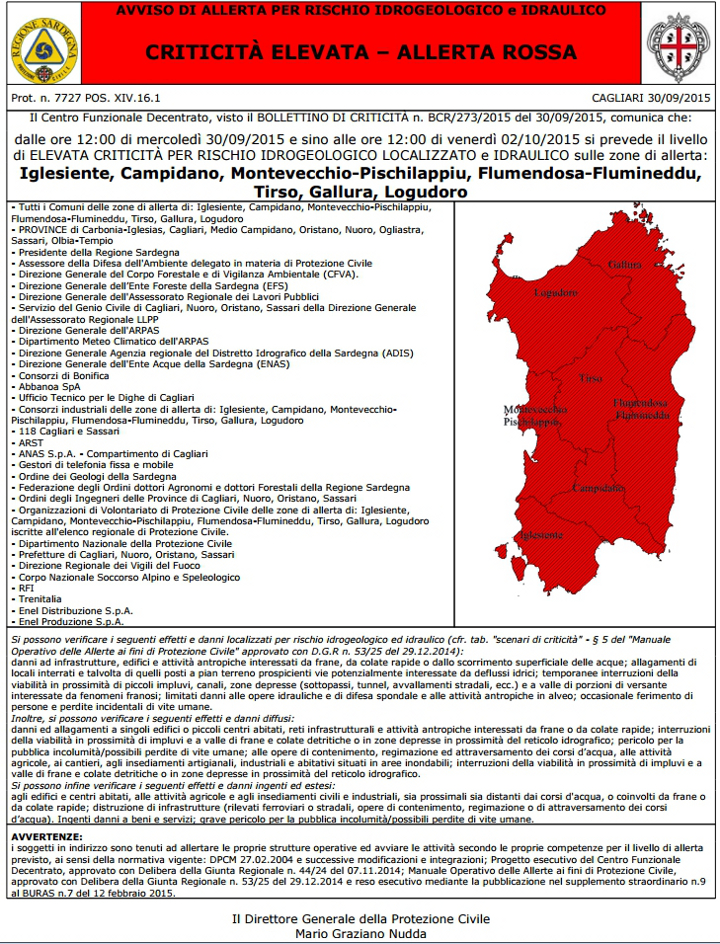 Allerta Rossa - 30 settembre 2015